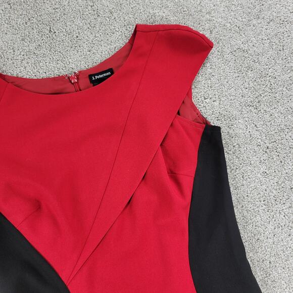 J Peterman Bodycon Dress Womens 2 Red Black Colorblock Cocktail Party - Picture 8 of 12